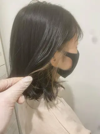 セミロング カラー パーマ ヘアアレンジ メンズ ネイル マツエク・マツパ 韓国風ベージュ🤎 赤みなし🌿横浜🤎のヘアスタイル