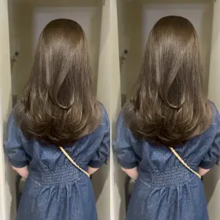 ロング カラー ブリーチなしWカラー /レイヤーカット大阪のヘアスタイル