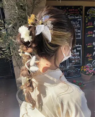 ロング ヘアアレンジ Aya　ブリーチなし 🌱　ダブルカラーのヘアスタイル