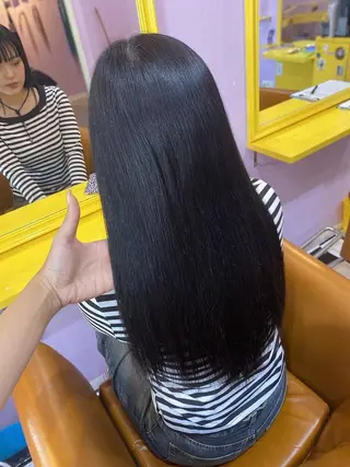 ロング カラー ヘアアレンジ チビ編み込みエクステ シールEXどぅ〜すのヘアスタイル