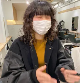 ミディアム パーマ 森貴裕/ベージュ/ パーマ/オリーブのヘアスタイル