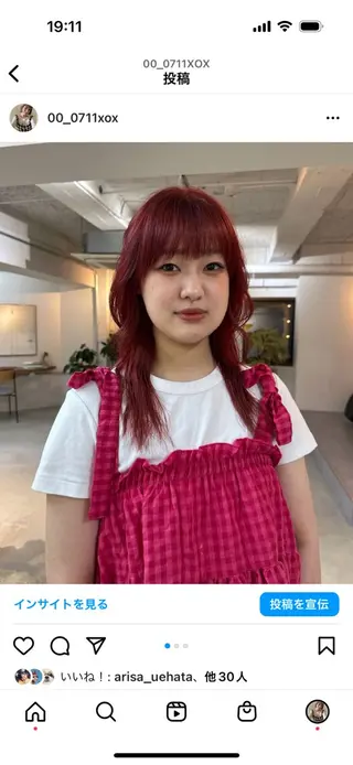 ミディアム カラー 竹中 彩音のヘアスタイル
