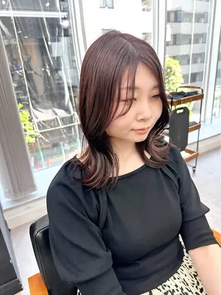 ミディアム カラー パーマ ヘアアレンジ メンズ キッズ 骨格レイヤーカット 🌿美髪縮毛矯正のヘアスタイル