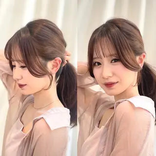 ロング カラー ヘアアレンジ 🤎小顔レイヤー /ベージュ🤎友香のヘアスタイル
