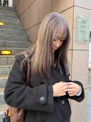 セミロング カラー じゅわっと暖色カラー 🍊Moemiのヘアスタイル