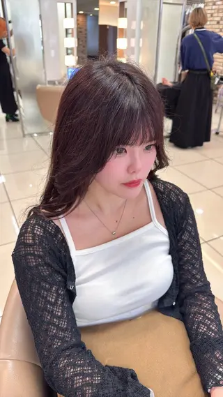 ロング メンズ特化シャドウパ ーマラウンドマッシュのヘアスタイル