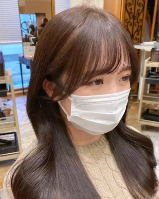 セミロング カラー 顔まわりカット🌟 くびれヘア/寺門遥輝のヘアスタイル