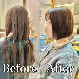 ミディアム カラー 髪質改善【縮毛矯正】 北千住 田邉 澪のヘアスタイル