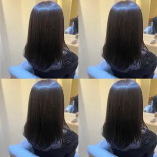 セミロング カラー 金島 青のヘアスタイル