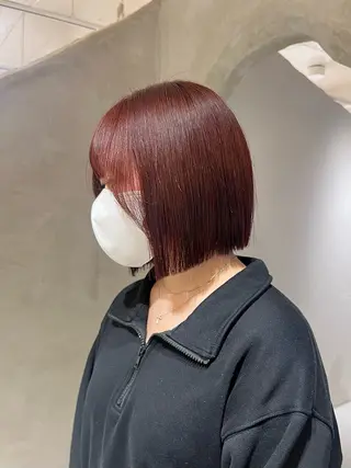 ミディアム カラー 切りっぱなしボブ/ 艶カラー/綾莉のヘアスタイル