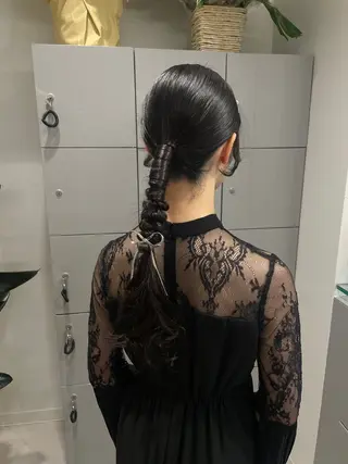 ミディアム ヘアアレンジ レイヤー/透けカラー アレンジ/篠崎渚彩のヘアスタイル