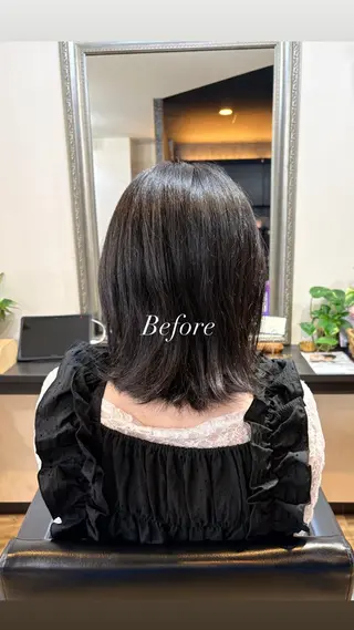 ミディアム きむえり/髪質改善 /うねり広がり改善のヘアスタイル