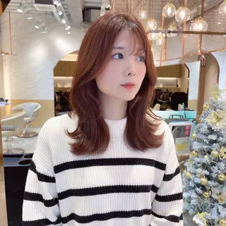 ミディアム カラー レイヤー/韓国ヘア 縮毛矯正🫧鈴木颯のヘアスタイル