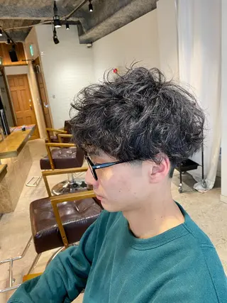 ミディアム メンズツイスパ ショートフクヤマシンのヘアスタイル
