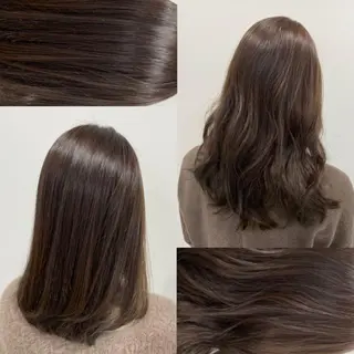 ミディアム カラー パーマ ヘアアレンジ ネイル マツエク・マツパ 韓国風ベージュ🤎 赤みなし🌿横浜🤎のヘアスタイル