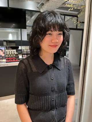 ミディアム パーマ 艶髪✨×顔周りカット 🧚ナツホのヘアスタイル