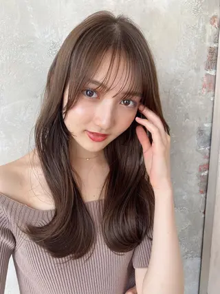 セミロング カラー 顔周り/くびれヘア 韓国ヘア💕風間るなのヘアスタイル
