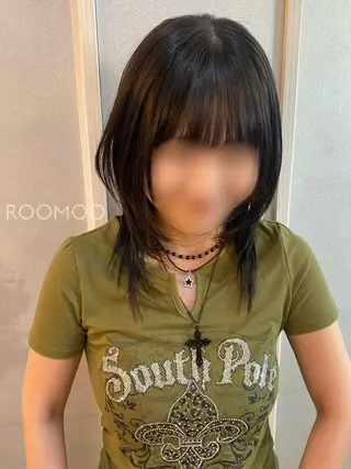 ミディアム 韓国タッセルカット レイヤーカットのヘアスタイル