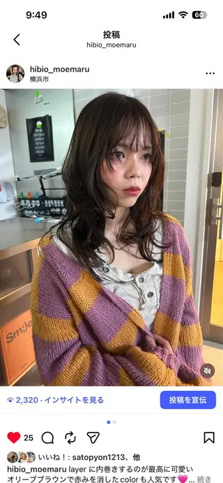 セミロング レイヤー・ボブカット ／もえまる🌻のヘアスタイル