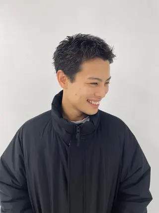 メンズ スパイキーパーマ 柏NO1 藤本葉のヘアスタイル