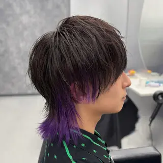 ミディアム カラー メンズ ʜᴀʀᴜᴋᴀ♱メンズ ウルフ/ブリーチのヘアスタイル