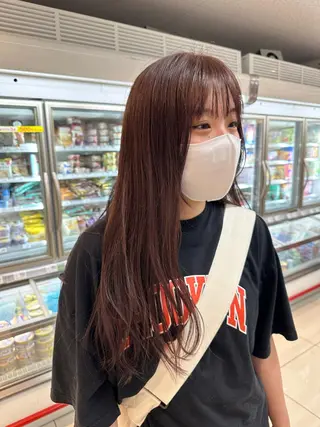 ロング カラー ヘアアレンジ タイトボブ個性派カラ ーAKANEのヘアスタイル