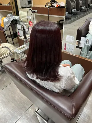 セミロング カラー ヘアアレンジ インナー×縮毛矯正 ピンクカラー澤井里菜のヘアスタイル