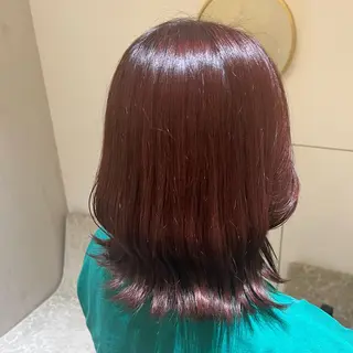 セミロング カラー クルミ🤍推し活 🎀ピンクカラーのヘアスタイル