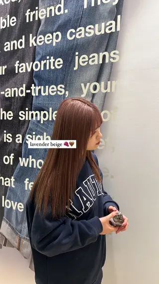 ミディアム カラー ベージュ/ブリーチ無 し/透明感/yukiのヘアスタイル