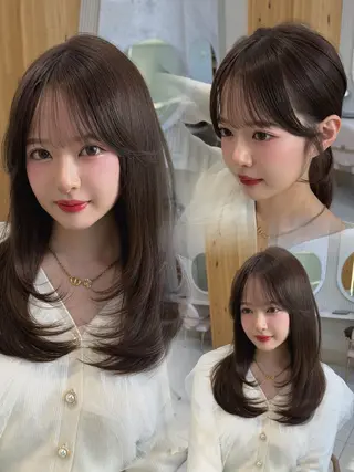 セミロング レイヤー/顔周り /韓国ヘア/TAKUのヘアスタイル