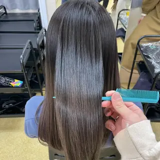 セミロング ブリーチ✖️ 縮毛LANDのヘアスタイル