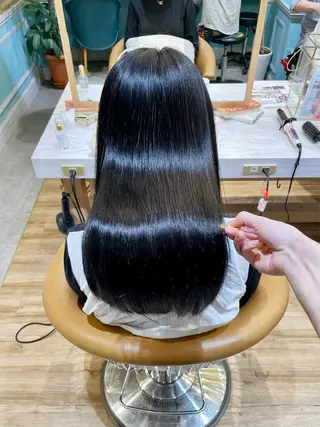 セミロング カラー 縮毛矯正 髪質改善 韓国風レイヤー 吉田のヘアスタイル