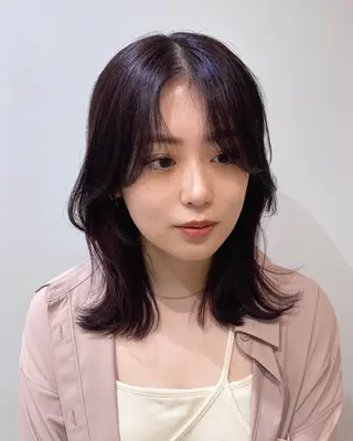 セミロング 似合わせ艶髪カラー ❤️ハダユミのヘアスタイル