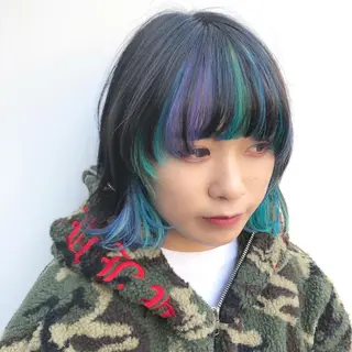 ミディアム カラー ハネエクステ表参道/ 羽エクステSpicaのヘアスタイル