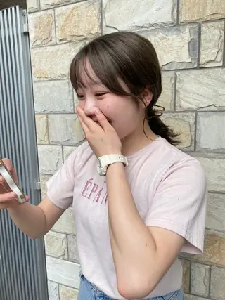 セミロング カラー アオイ🩵暖色 /まろやかカラーのヘアスタイル