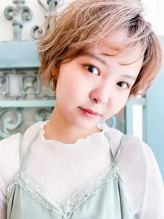 ショート カラー パーマ ヘアアレンジ メンズ 表参道Lise おおいしおりのヘアスタイル