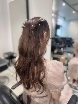 ロング カラー パーマ ヘアアレンジ 透明感/オリーブ/ グレージュ/YUKAのヘアスタイル