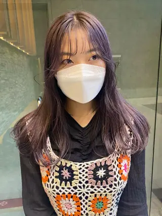 セミロング デザインカラー/ボブ ブリーチカラー/ユリのヘアスタイル