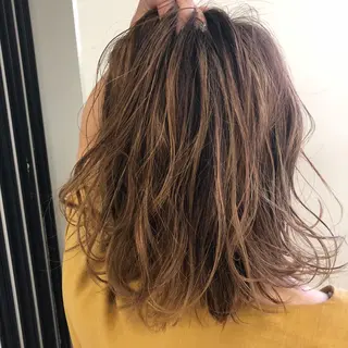 ミディアム カラー パーマ ヘアアレンジ 【白髪ぼかし 専門GBG】自由が丘のヘアスタイル