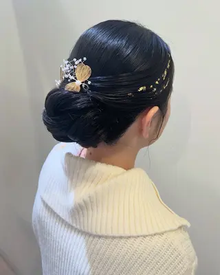 ロング ヘアアレンジ ボウ🪞ヘアセット /メイク/マツパのマツエク・マツパデザイン
