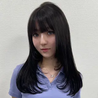 ロング カラー ヘアアレンジ 韓国レイヤーカット /韓国トレンドカラーのヘアスタイル