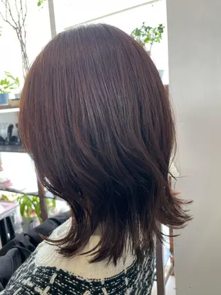 ミディアム カラー ブリーチなし透明感 タケザワミキのヘアスタイル