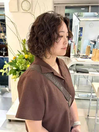 ミディアム パーマ デジタルパーマ 🌀ボブ　萩原　龍のヘアスタイル