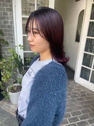 ミディアム カラー ミワ ハナのヘアスタイル