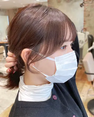ミディアム カラー 顔まわりカット🌟 くびれヘア/寺門遥輝のヘアスタイル