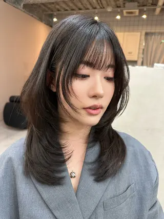 セミロング カラー 新宿/韓国風レイヤー エクステ/YUTOのヘアスタイル