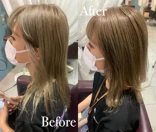 ミディアム 傷ませない縮毛矯正／ 吉岡 美江のヘアスタイル