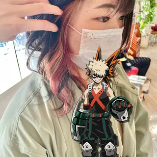 ミディアム カラー インナーカラー 推し ブリーチ  髪質改善のヘアスタイル