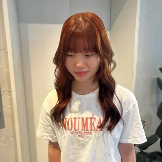 ロング カラー りあの🎀 /暖色カラー🍒のヘアスタイル