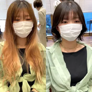 ミディアム カラー パーマ ヘアアレンジ 骨格別小顔カット/ 顔周りカット/金井のヘアスタイル